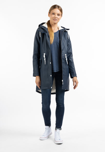 DreiMaster Maritim Women's Raincoat With Faux Fur Lining