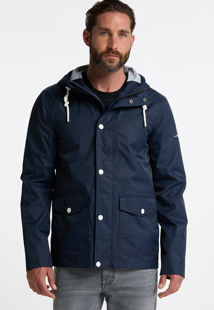 Dreimaster Maritim Men's Rain Jacket With A Subtle Print On The Back Of The Outer Fabric