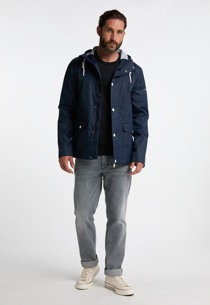 Dreimaster Maritim Men's Rain Jacket With A Subtle Print On The Back Of The Outer Fabric