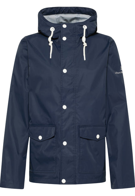 Dreimaster Maritim Men's Rain Jacket With A Subtle Print On The Back Of The Outer Fabric