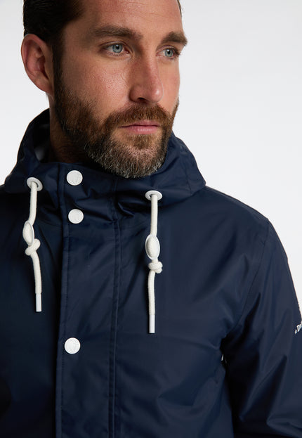 Dreimaster Maritim Men's Rain Jacket With A Subtle Print On The Back Of The Outer Fabric