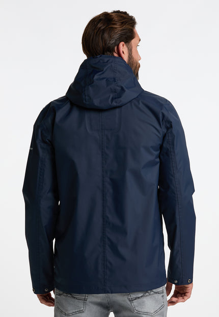 Dreimaster Maritim Men's Rain Jacket With A Subtle Print On The Back Of The Outer Fabric