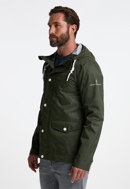 Dreimaster Maritim Men's Rain Jacket With A Subtle Print On The Back Of The Outer Fabric