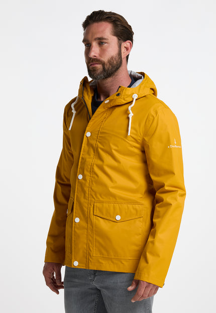 Dreimaster Maritim Men's Rain Jacket With A Subtle Print On The Back Of The Outer Fabric