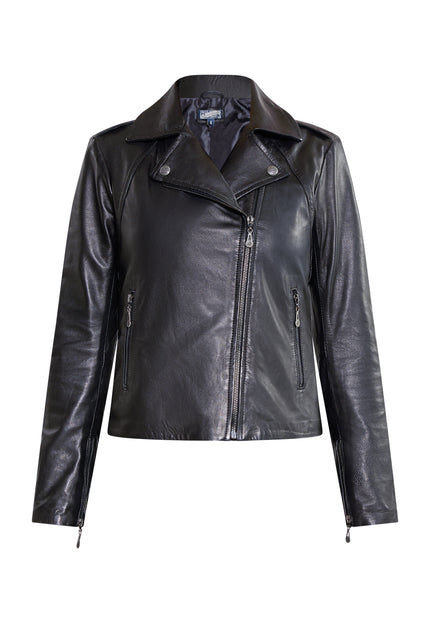 Dreimaster Vintage Damen-Lederjacke im Biker-Stil