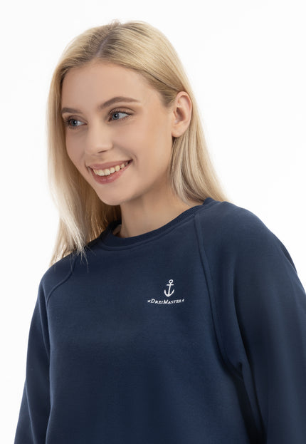 Dreimaster Maritim Damen-Sweatshirt mit Rundhalsausschnitt