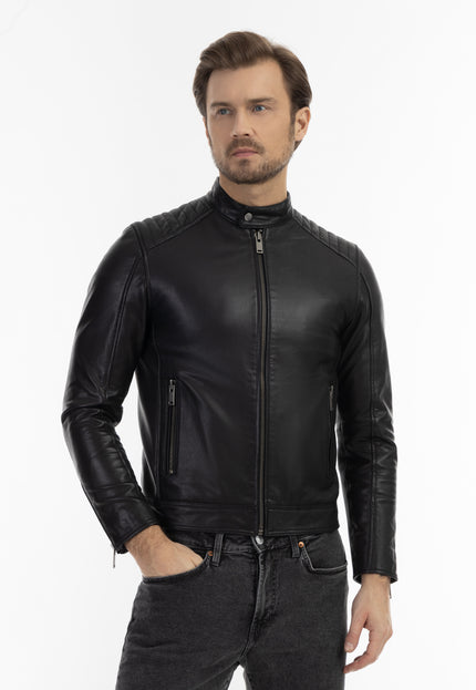 DreiMaster Vintage Men's Biker Style Leather Jacket