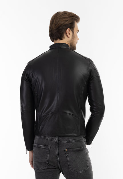 DreiMaster Vintage Men's Biker Style Leather Jacket