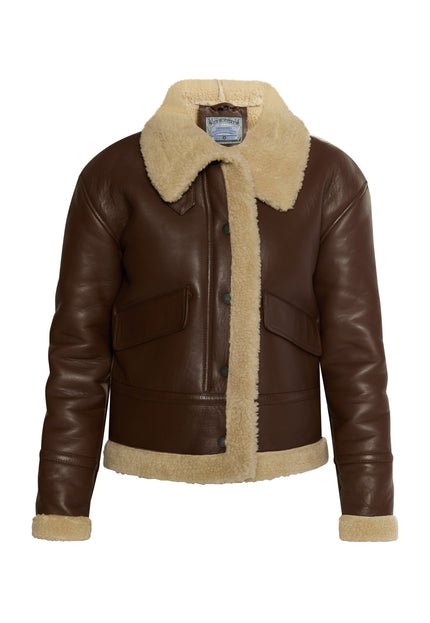 Dreimaster Vintage Damen Shearling Lederjacke