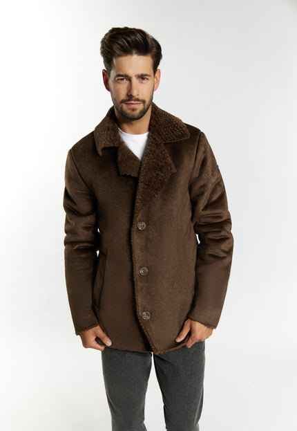 DreiMaster Vintage Men's Transition Jacket Made Of Imitation Fur