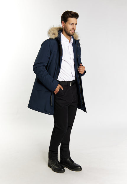 DreiMaster Klassik Herren Winterjacke mit Kunstfell