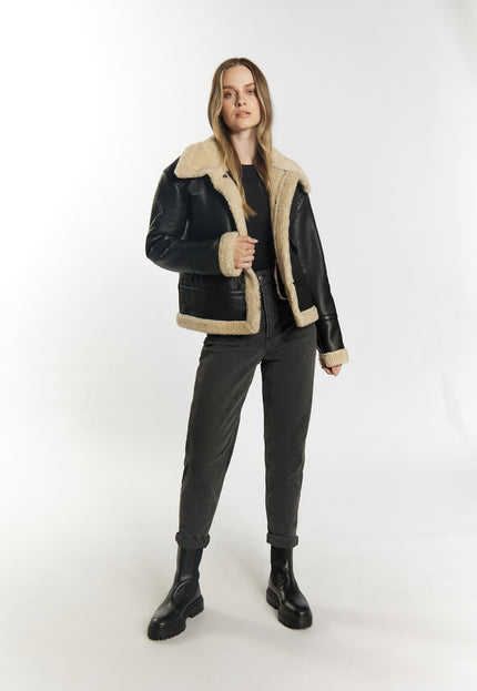 Dreimaster Vintage Damen Shearling Lederjacke