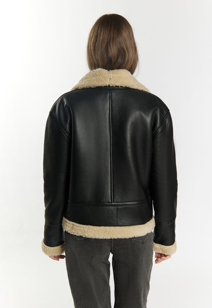 Dreimaster Vintage Damen Shearling Lederjacke