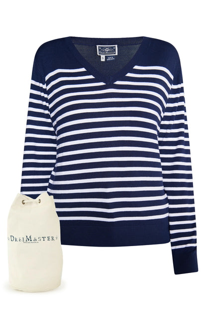 DreiMaster Maritim Damen Strickpullover + Einkaufstaschen-Set